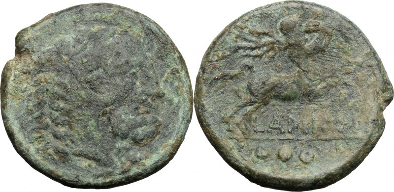 Greek Italy. Eastern Italy, Larinum. AE Teruncius, c. 210-175 BC. D/ Head of Her...