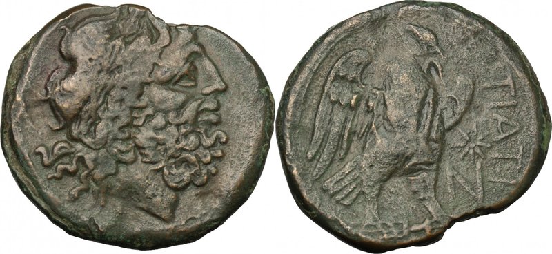 Greek Italy. Northern Apulia, Teate. AE Nummus, c. 275-225 BC. D/ Head of Zeus o...