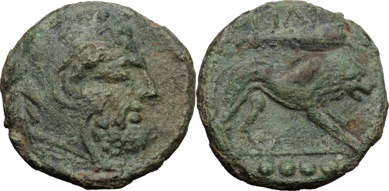 Greek Italy. Northern Apulia, Teate. AE Quadrunx, c. 225-200 BC. D/ Head of Hera...