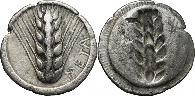 Greek Italy. Southern Lucania, Metapontum. AR Stater, 510-470 BC. D/ Six-grained...
