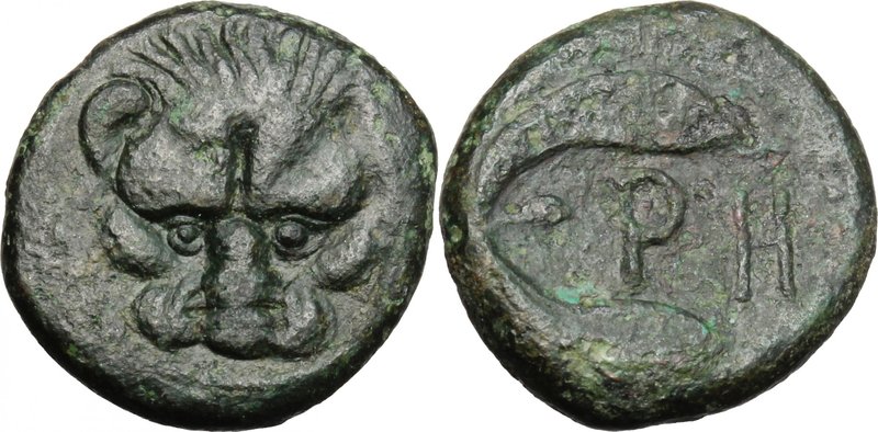 Greek Italy. Bruttium, Rhegion. AE Pentonkion (?), c. 425/420-415/410 BC. D/ Lio...