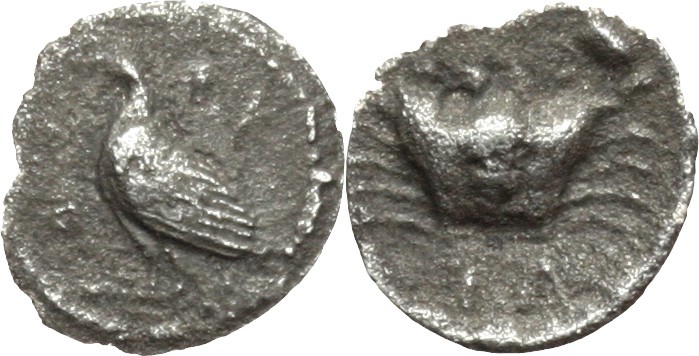 Sicily. Akragas. AR Litra, circa 470-420 BC. D/ AKRA. Sea eagle standing left on...