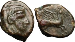 Sicily. Cephaloedium. AE 14mm, c. 344-336 BC. D/ Head of Herakles right. R/ Pegasos flying right. SNG ANS -; CNS 3; HGC 2, 654. AE. g. 2.38 mm. 14.00 ...