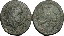 Sicily. Iaitos. Under Roman Rule (after 241 BC). AE 25.5 mm. D/ ΙΑΙΤΙΝΩΝ. Bearded head of Herakles right,in lion's skin; club at left shoulder. R/ Gor...