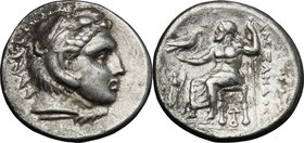 Continental Greece. Kings of Macedon. Alexander III "the Great" (336-323 B.C.). AR Drachm, Lampsakos mint, c. 328-323 BC. D/ Head of Herakles right. R...