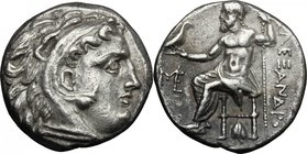 Continental Greece. Kings of Macedon. Alexander III "the Great" (336-323 B.C.). AR Drachm, Abydos mint, c. 310-301 BC. D/ Head of Herakles right. R/ Α...
