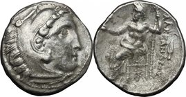 Continental Greece. Kings of Macedon. Alexander III "the Great" (336-323 B.C.). AR Drachm, Kolophon mint, c. 322-327 BC. D/ Head of Herakles right. R/...