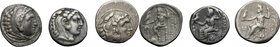 Continental Greece. Kings of Macedon. Alexander III "the Great" (336-323 BC). Multiple lot of three (3) unclassified AR Drachms, mostly posthumous. AR...