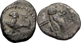 Greek Asia. Phoenicia, Tyre. AR Obol, 400-332 BC. D/ Ippocamp right above dolphin. R/ Owl standing right, head facing. SNG Cop. 305. AR. g. 0.51 mm. 8...