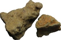 Aes Premonetale. Aes Rude. Lot of two (2) bronze lumps. Central Italy, 8th-4th century BC. Vecchi ICC 1. AE. g. 106.66; g. 46.58. Untouched earthen gr...