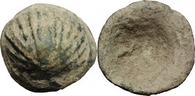Aes Premonetale. AE Cockle-shell, 5th-4th century BC. Vecchi ICC pl. 90.5 Cf. Fallani 1986, pl. 6,2-2 c. AE. g. 22.88 mm. 32.50 Earthen dark green pat...