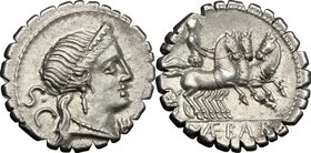 C. Naevius Balbus. AR Denarius serratus, 79 BC. D/ Diademed head of Venus right; before, H; behind, SC. R/ Victory in triga right; in exergue, C. NAE....