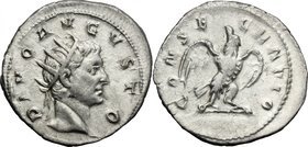 Augustus (27 BC-14 AD). AR Antoninianus, struck under Trajan Decius, 251 AD. D/ DIVO AVGVSTO. Radiate head right. R/ CONSECRATIO. Eagle standing half-...