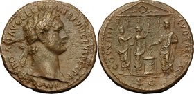 Domitian (81-96). AE As, struck 88 AD, Rome mint. D/ IMP CAES DOMIT AVG GERM PM TR P VIII CENS PERP P. Laureate bust right. R/ COS XIIII LVD SAEC FEC ...