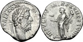 Commodus (177-193). AR Denarius, 192 AD. D/ L AEL AVREL COMM AVG P FEL. Laureate head right. R/ LIB AVG VIII PM TR P XVII COS VII P P. Liberalitas sta...