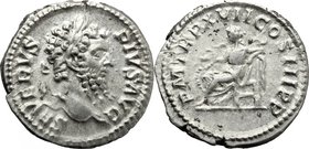 Septimius Severus (193-211). AR Denarius, 209 AD. D/ SEVERVS PIVS AVG. Laureate head right. R/ PM TR P XVII COS III PP. Salus seated left, feeding sna...