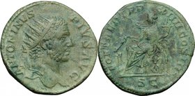 Caracalla (198-217). AE Dupondius, 211 AD. D/ ANTONINVS PIVS AVG. Radiate head right. R/ FORT RED TR P XIIII COS III SC. Fortuna seated left, holding ...