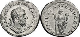 Macrinus (217-218). AR Denarius, Rome mint, 217 AD. D/ IMP C M OPEL SEV MACRINVS AVG. Laureate and cuirassed bust right. R/ FELICITAS TEMPORVM. Felici...