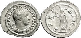 Severus Alexander (222-235). AR Denarius. D/ IMP ALEXANDER PIVS AVG. Laureate, draped and cuirassed bust right. R/ SPES PVBLICA. Spes advancing left, ...