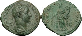 Severus Alexander (222-235 AD). AE As, 226 or 227 AD. D/ IMP CAES M AVR SEV ALEXANDER AVG. Laureate, draped and cuirassed bust right. R/ PM TR P [V or...
