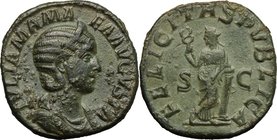 Julia Mamaea, mother of Severus Alexander (died 235 AD). AE Sestertius. D/ IVLIA MAMAEA AVGVSTA. Diademed and draped bust right. R/ FELICITAS PVBLICA ...