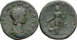 Julia Mamaea, mother of Severus Alexander (died 235 AD). AE Sestertius, 222 AD. D/ [IV]LIA MAMAEA AVG. Draped bust right, wearing stephane. R/ IVNO CO...