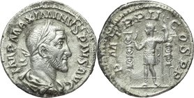 Maximinus I (235-238). AR Denarius, 235-236 AD. D/ IMP MAXIMINVS PIVS AVG. Laureate, draped and cuirassed bust right. R/ PM TR P II COS PP. Emperor, i...
