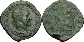 Maximinus I (235-238). AE Sestertius, 235-236 AD. D/ IMP MAXIMINVS PIVS AVG. Laureate, draped and cuirassed bust right. R/ SALVS AVGVSTI SC. Salus sea...