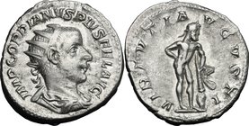Gordian III (238-244 ). AR Antoninianus, Rome mint, 240-243 AD. D/ IMP GORDIANVS PIVSFEL AVG. Radiate, draped and cuirassed bust right. R/ VIRTVTI AVG...