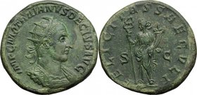 Trajan Decius (249-251). AE Double Sestertius, Rome mint, 250 AD. D/ IMP C M Q TRAIANVS DECIVS AVG. Radiate and cuirassed bust right, seen from the fr...