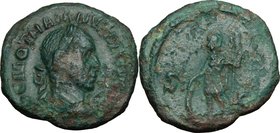 Trajan Decius (249-251). AE Semis, 249-251. D/ IMP C M Q TRAIANVS DECIVS [AVG]. Laureate,draped and cuirassed bust right. R/ SC. Mars standing left, r...