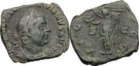 Valerian I (253-260). AE Sestertius. D/ IMP C P LIC VALERIANVS AVG. Laureate and cuirassed bust right. R/ VICTORIA AVGG SC. Victory standing left, hol...