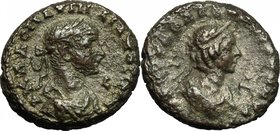 Aurelian with Vaballathus (270-275). BI Tetradrachm, Alexandria mint. D/ Laureate, draped and cuirassed bust of Aurelian right. R/ Laureate, draped an...