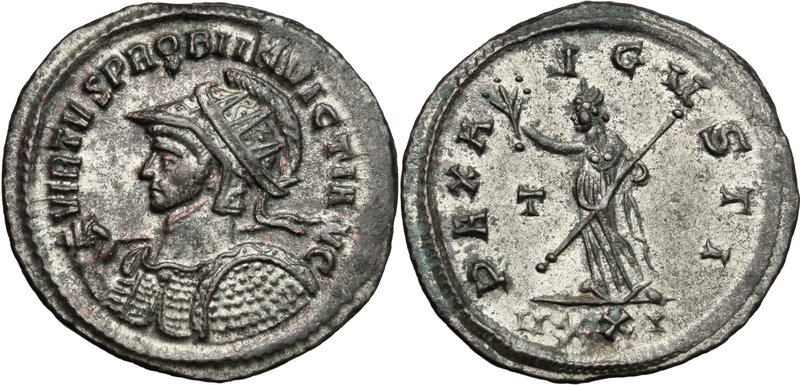 Probus (276-282). BI Antoninianus, Ticinum mint. D/ VIRTVS PROBI INVICTI AVG. Ra...