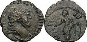 Carausius (287-293). BI Antoninianus, uncertain mint. D/ IMP C CARAVSIVS PF AVG. Radiate, draped and cuirassed bust right. R/ LAETITI (?) [AVG]. Laeti...