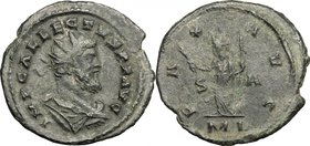 Allectus (293-296). BI Antoninianus, Londinium mint. D/ IM P C ALLECTVS PF AVG. Radiate, draped and cuirassed bust right. R/ PAX AVG. Pax standing fac...