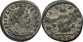 Licinius I (308-324). AE Follis, 310-313, Treveri mint. D/ IMP LICINIVS PF AVG. Laureate and cuirassed bust right. R/ GENIO POP ROM. Genius standing l...