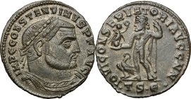 Constantine I (307-337). AE Follis, 312-313, Thessalonica mint. D/ IMP C CONSTANTINVS PF AVG. Laureate and cuirassed bust right. R/ IOVI CONSERVATORI ...