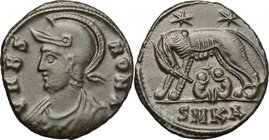 Constantine I (307-337). Commemorative series. AE Follis, 331-334, Cyzicus mint, 1st officina. D/ VRBS ROMA. Helmeted and draped bust of Roma left. R/...