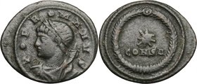 Time of Constantine I (307-337). AE 15.5 mm. Special issue for the dedication of the city of Constantinople, 330 AD. D/ POP ROMANVS. Laureate and drap...