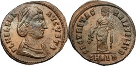 Helena, mother of Constantine I (Augusta 324-330). AE Follis, 325-326, Alexandria mint. D/ FL HELENA AVGVSTA. Diademed and mantled bust right, with ne...