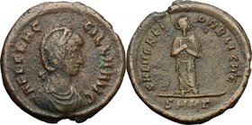 Aelia Flaccilla, wife of Theodosius I (died 386 AD). AE 24mm, Cyzicus mint. D/ AEL FLACCILLA AVG. Diademed and draped bust right. R/ SALVS REIPVBLICAE...