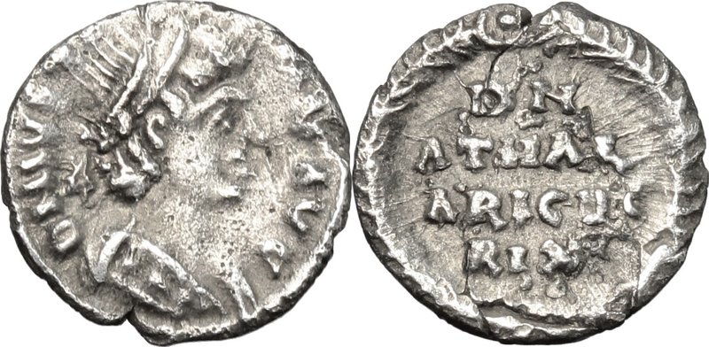 Ostrogothic Italy, Athalaric (526-534). AR Quarter Siliqua, struck in the name o...