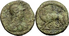 Ostrogothic Italy. Athalaric (526-534). AE 20 Nummi (Half Follis). D/ INVICTA ROMA. Helmeted and cuirassed bust of Roma right. R/ She-wolf standing le...