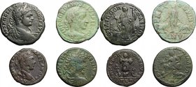 Roman Empire. Septimius Severus to Gordian III. Multiple lot of four (4) unclassified AE Provincial coins. About VF:Good VF.