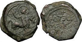 Antioch. Roger of Salerno, Regent (1112-1119). AE Follis. Schl. II, 12. Malloy 9. AE. g. 7.08 mm. 24.00 About VF.