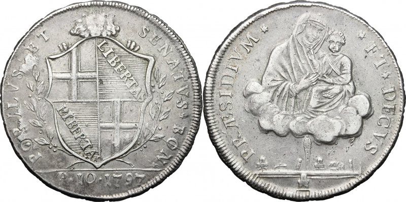 Bologna. Governo Popolare (1796-1797). Scudo da 10 paoli 1797. CNI tav. XXIII/XX...