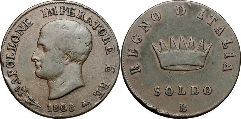 Bologna. Napoleone (1805-1814). Soldo 1808. Pag. 66. Mont.111. AE. g. 10.11 mm. ...