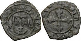 Brindisi o Messina. Carlo I d'Angiò (1266-1282). Denaro con stemma. Sp 40. MIR 347. MI. g. 0.68 mm. 15.00 R. BB.
