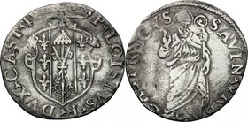Castro. Pierluigi Farnese (1545-1547). Grosso. CNI tav. XVII, 14. AG. g. 1.37 mm. 22.00 R. Tosato.&nbsp;Con cartellino di vecchia raccolta.&nbsp;BB.